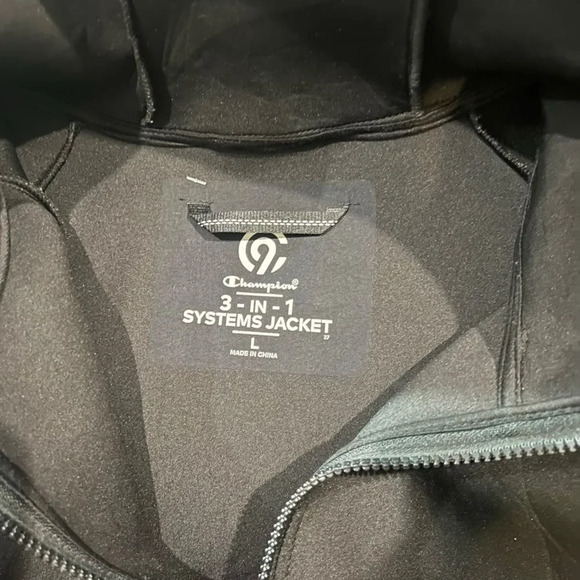 Champion 3 in 1 System Jacket Black Size Large Full Zip Hooded Pockets - Picture 3 of 6